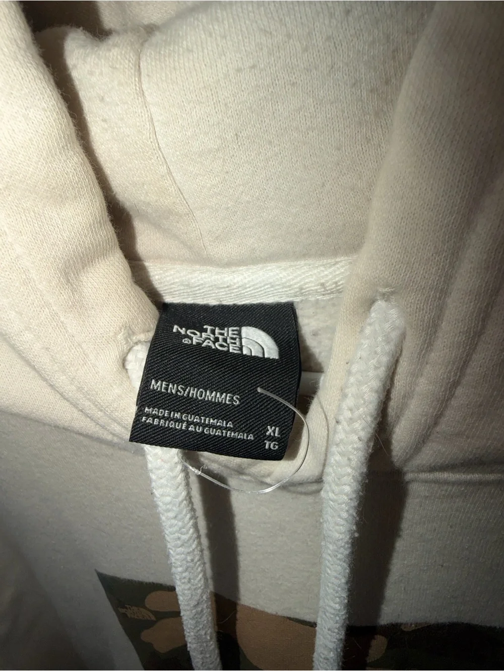The North Face Men's Cream Crewneck Hoodie with Camo Logo